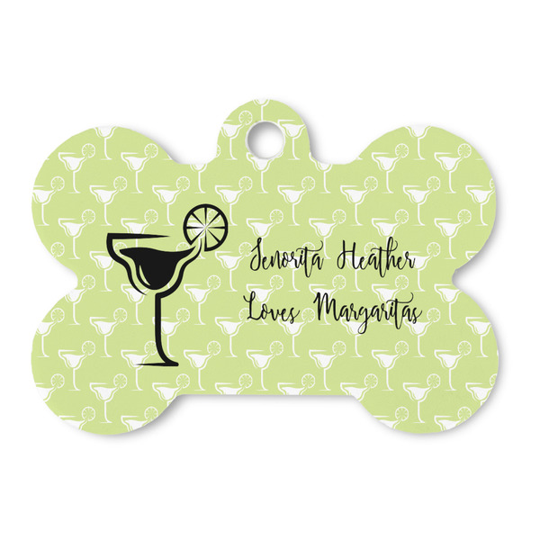 Custom Margarita Lover Bone Shaped Dog ID Tag (Personalized)
