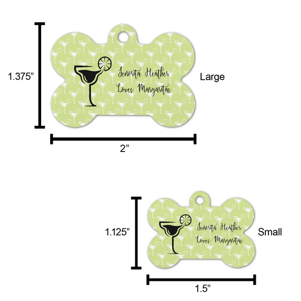 Margarita Lover Bone Shaped Dog ID Tag - Large - Scale