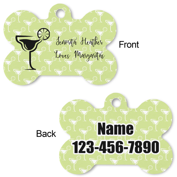Margarita Lover Bone Shaped Dog Tag - Front & Back