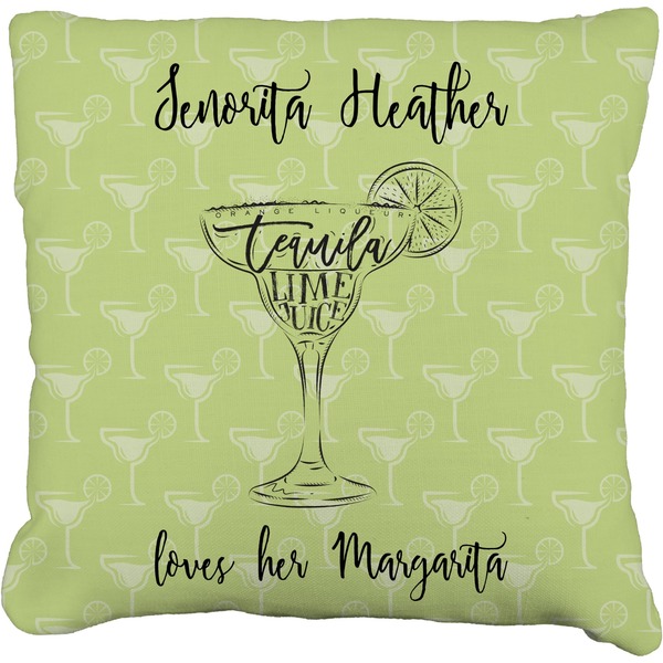 Custom Margarita Lover Faux-Linen Throw Pillow 18" (Personalized)