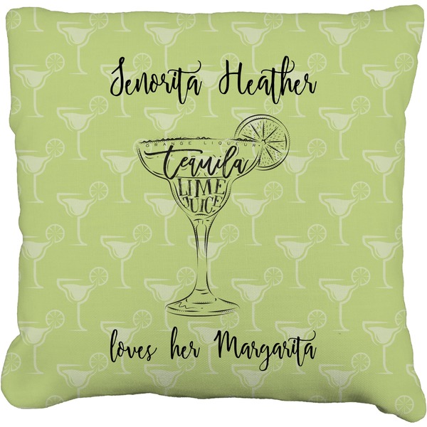 Custom Margarita Lover Faux-Linen Throw Pillow 20" (Personalized)