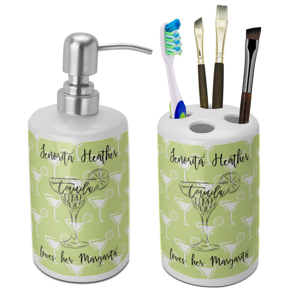 Custom Margarita Lover Ceramic Bathroom Accessories Set (Personalized)