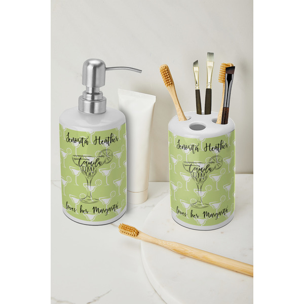 Margarita Lover Ceramic Bathroom Accessories - LIFESTYLE (toothbrush holder & soap dispenser)