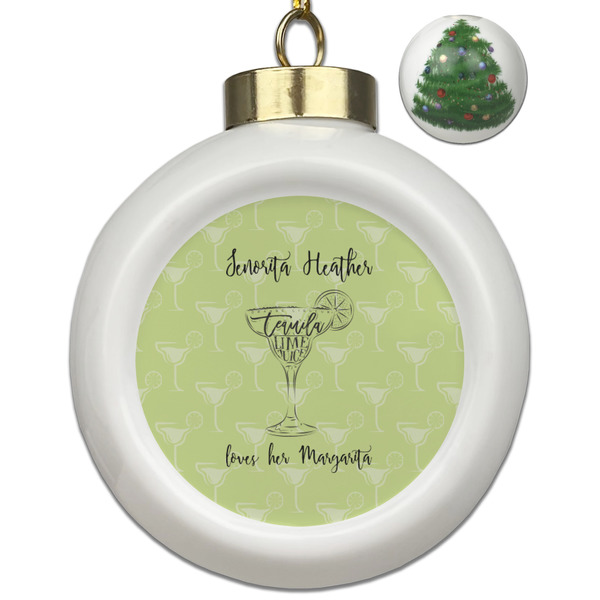 Custom Margarita Lover Ceramic Ball Ornament - Christmas Tree (Personalized)