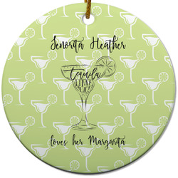 Margarita Lover Round Ceramic Ornament w/ Name or Text