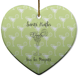 Margarita Lover Heart Ceramic Ornament w/ Name or Text