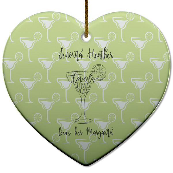 Margarita Lover Ceramic Flat Ornament - Heart (Front)