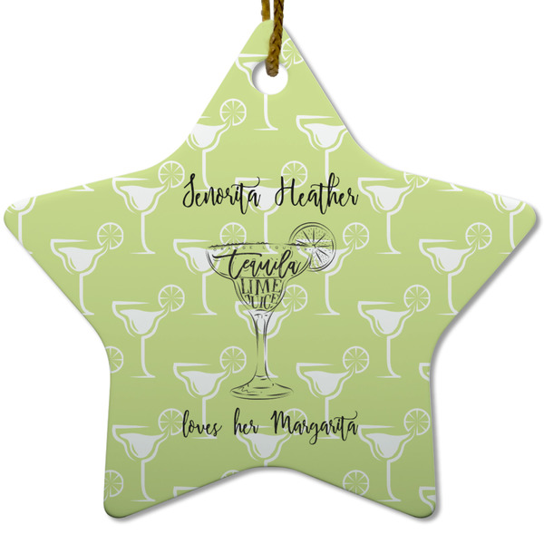 Custom Margarita Lover Star Ceramic Ornament w/ Name or Text