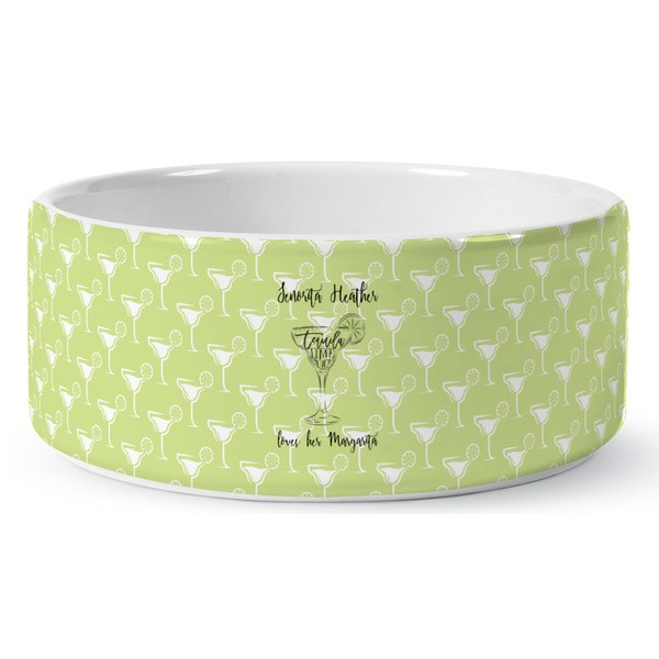 Custom Margarita Lover Ceramic Dog Bowl - Large (Personalized)