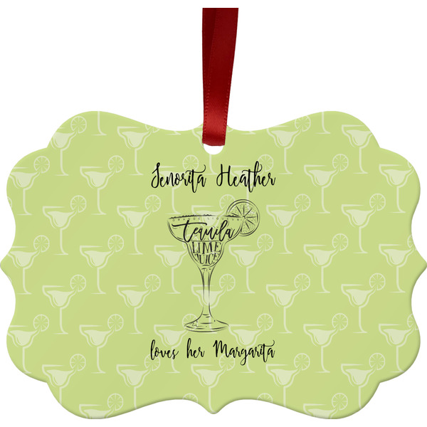 Custom Margarita Lover Metal Frame Ornament - Double Sided w/ Name or Text