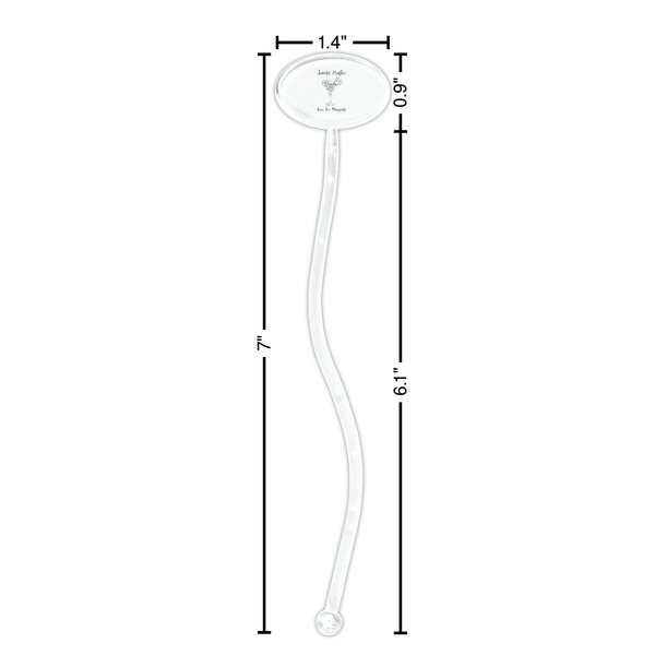 Margarita Lover Clear Plastic 7" Stir Stick - Oval - Dimensions