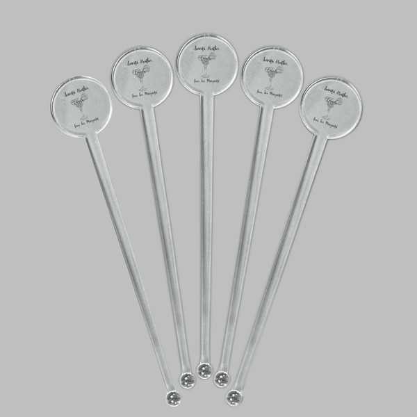 Margarita Lover Clear Plastic 7" Stir Stick - Round - Fan View