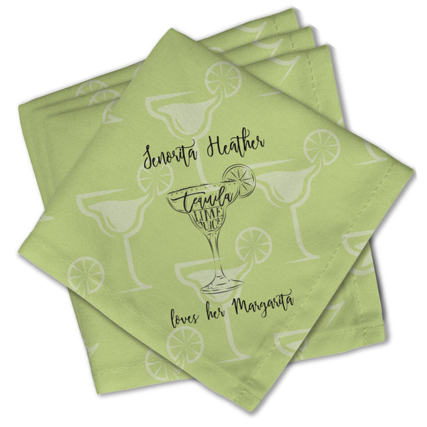 Custom Margarita Lover Cloth Cocktail Napkins - Set of 4 w/ Name or Text