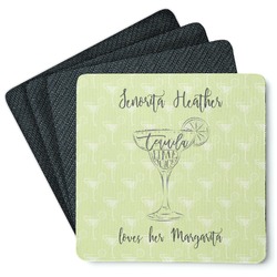 Margarita Lover Square Rubber Backed Coasters - Set of 4 (Personalized)
