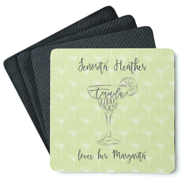 Custom Margarita Lover Square Rubber Backed Coasters - Set of 4 (Personalized)