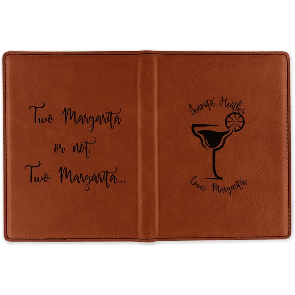 Margarita Lover Cognac Leather Passport Holder Outside Double Sided - Apvl