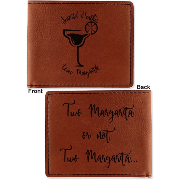 Margarita Lover Cognac Leatherette Bifold Wallets - Front and Back