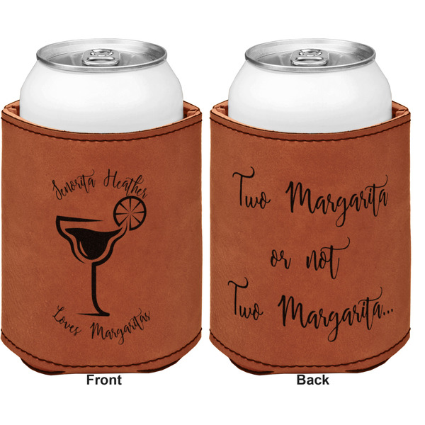 Margarita Lover Cognac Leatherette Can Sleeve - Double Sided Front and Back