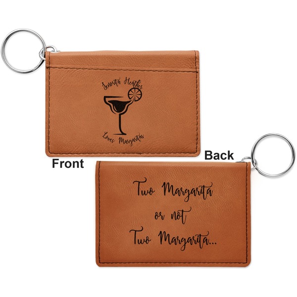 Margarita Lover Cognac Leatherette Keychain ID Holders - Front and Back Apvl