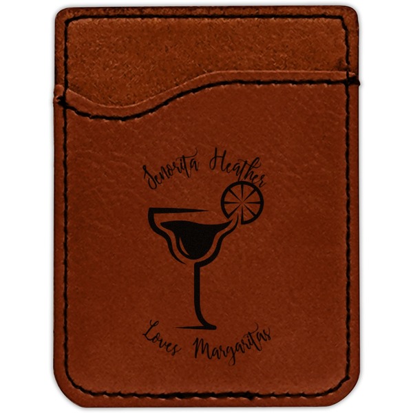 Margarita Lover Cognac Leatherette Phone Wallet close up