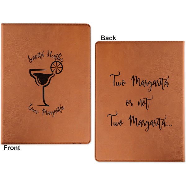 Margarita Lover Cognac Leatherette Portfolios with Notepad - Large - Double Sided - Apvl