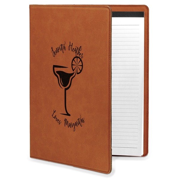 Custom Margarita Lover Leatherette Portfolio with Notepad - Large - Double Sided (Personalized)