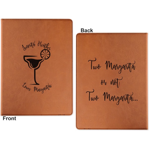 Margarita Lover Cognac Leatherette Portfolios with Notepad - Small - Double Sided- Apvl