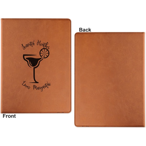 Margarita Lover Cognac Leatherette Portfolios with Notepad - Small - Single Sided- Apvl