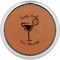 Margarita Lover Cognac Leatherette Round Coasters w/ Silver Edge - Single