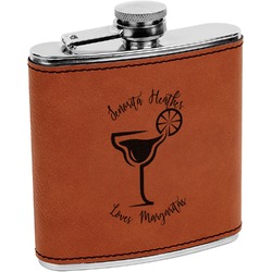 Margarita Lover Leatherette Wrapped Stainless Steel Flask (Personalized)