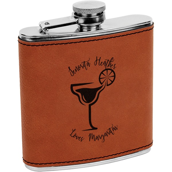 Custom Margarita Lover Leatherette Wrapped Stainless Steel Flask (Personalized)