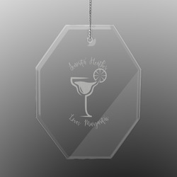 Margarita Lover Engraved Glass Ornament - Octagon (Personalized)