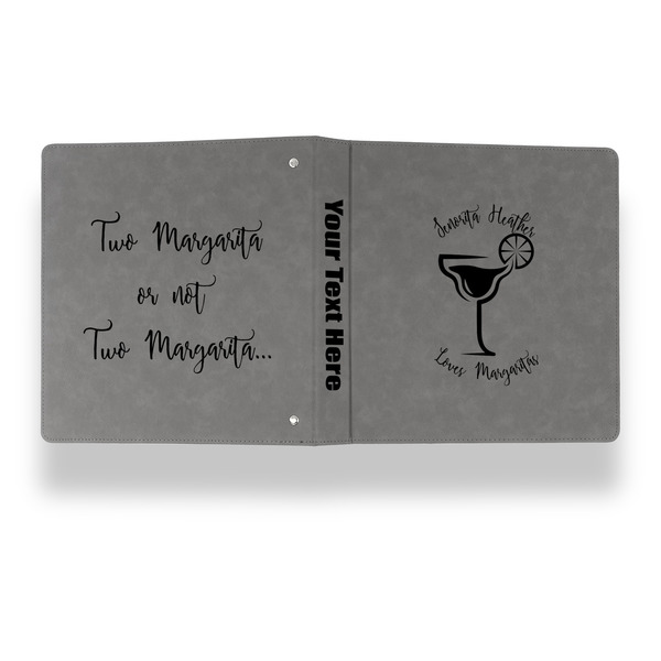 Margarita Lover Leather Binder - 1" - Grey - Back Spine Front View