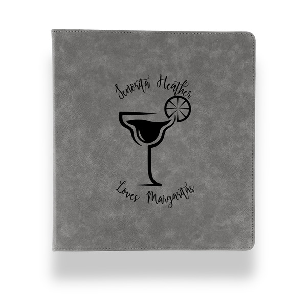 Custom Margarita Lover Leather Binder - 1" - Grey (Personalized)