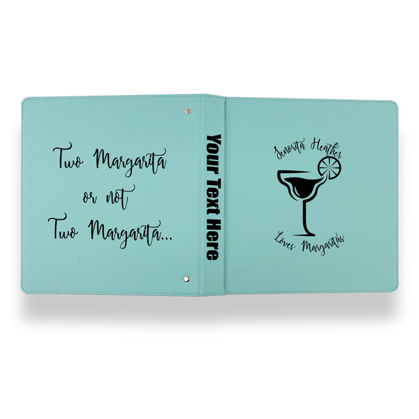 Margarita Lover Leather Binder - 1" - Teal - Back Spine Front View