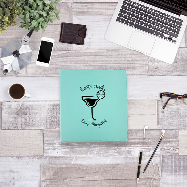 Margarita Lover Leather Binder - 1" - Teal - Lifestyle View