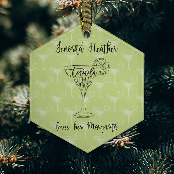 Margarita Lover Frosted Glass Ornament - Hexagon (Lifestyle)