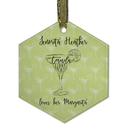 Margarita Lover Flat Glass Ornament - Hexagon w/ Name or Text