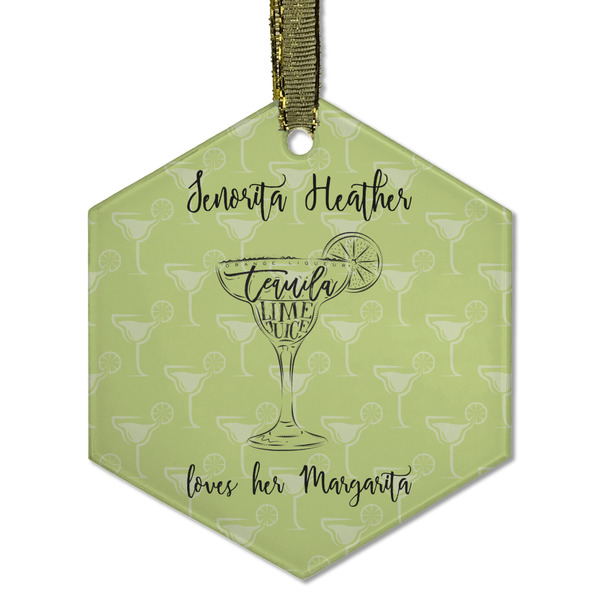 Custom Margarita Lover Flat Glass Ornament - Hexagon w/ Name or Text