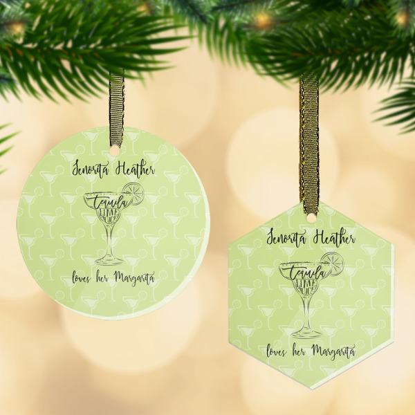 Custom Margarita Lover Flat Glass Ornament w/ Name or Text