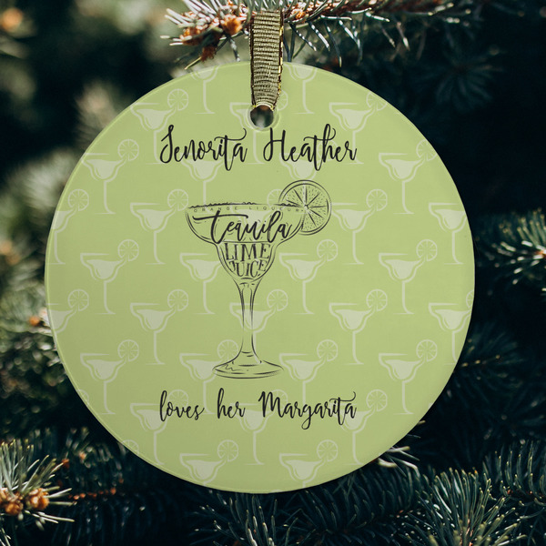 Margarita Lover Frosted Glass Ornament - Round (Lifestyle)
