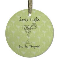 Margarita Lover Flat Glass Ornament - Round w/ Name or Text