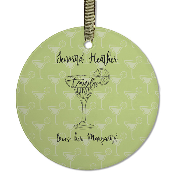 Custom Margarita Lover Flat Glass Ornament - Round w/ Name or Text