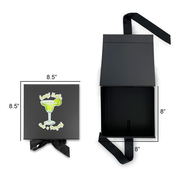 Margarita Lover Gift Boxes with Magnetic Lid - Black - Open & Closed
