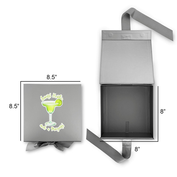 Margarita Lover Gift Boxes with Magnetic Lid - Silver - Open & Closed