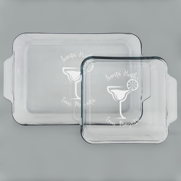 Custom Margarita Lover Set of Glass Baking & Cake Dish - 13in x 9in & 8in x 8in (Personalized)