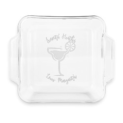 Margarita Lover Glass Cake Dish with Truefit Lid - 8in x 8in (Personalized)
