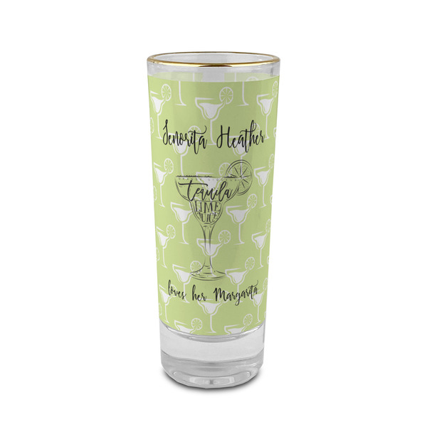 Custom Margarita Lover 2 oz Shot Glass -  Glass with Gold Rim - Set of 4 (Personalized)