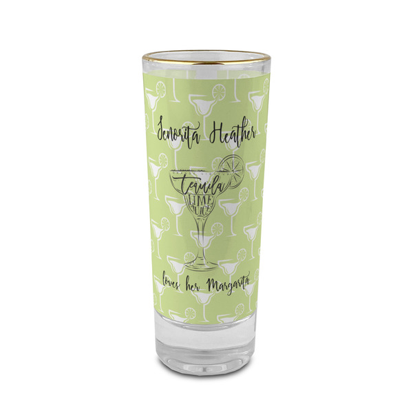 Custom Margarita Lover 2 oz Shot Glass - Glass with Gold Rim (Personalized)