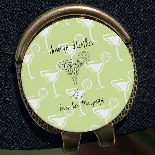 Margarita Lover Golf Ball Marker Hat Clip - Gold - Close Up